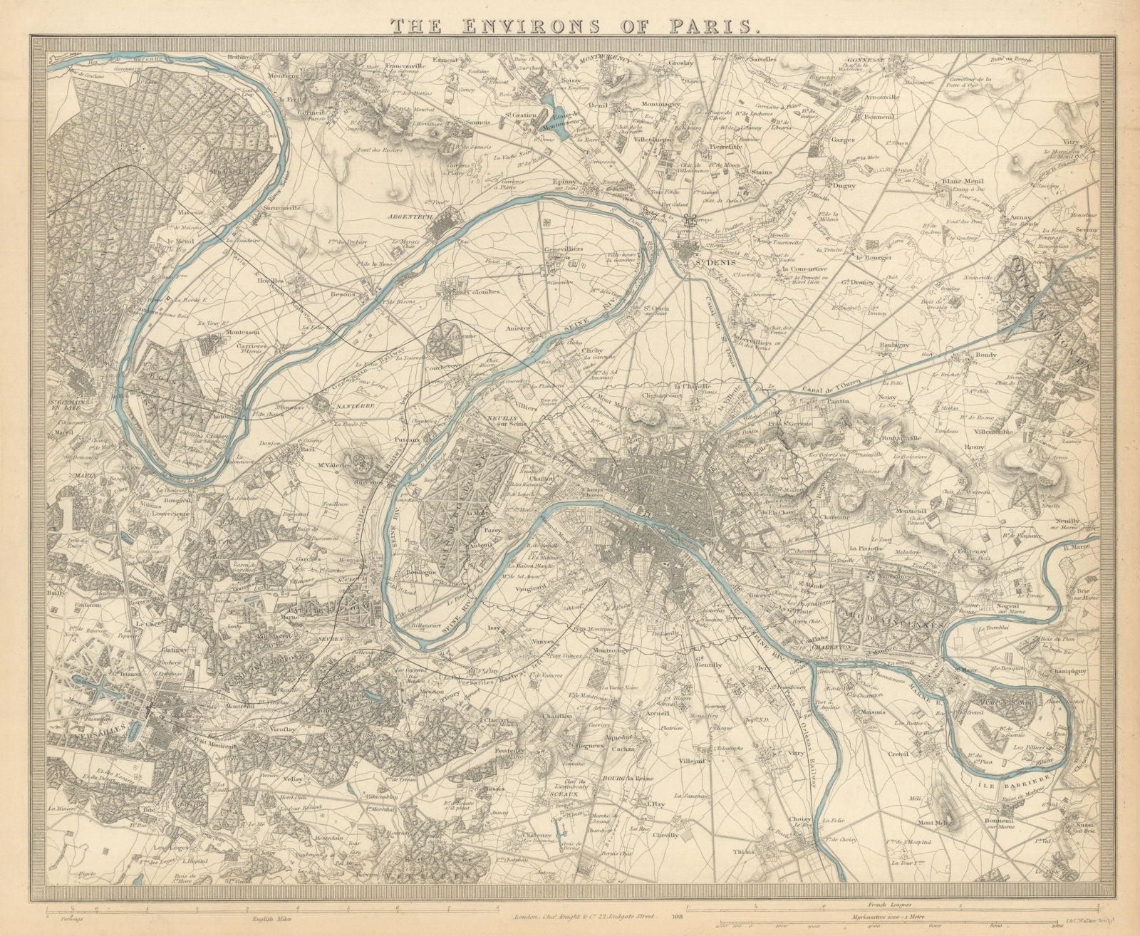 PARIS ENVIRONS. Fortifications Versailles Vincennes St Denis. SDUK 1847 map